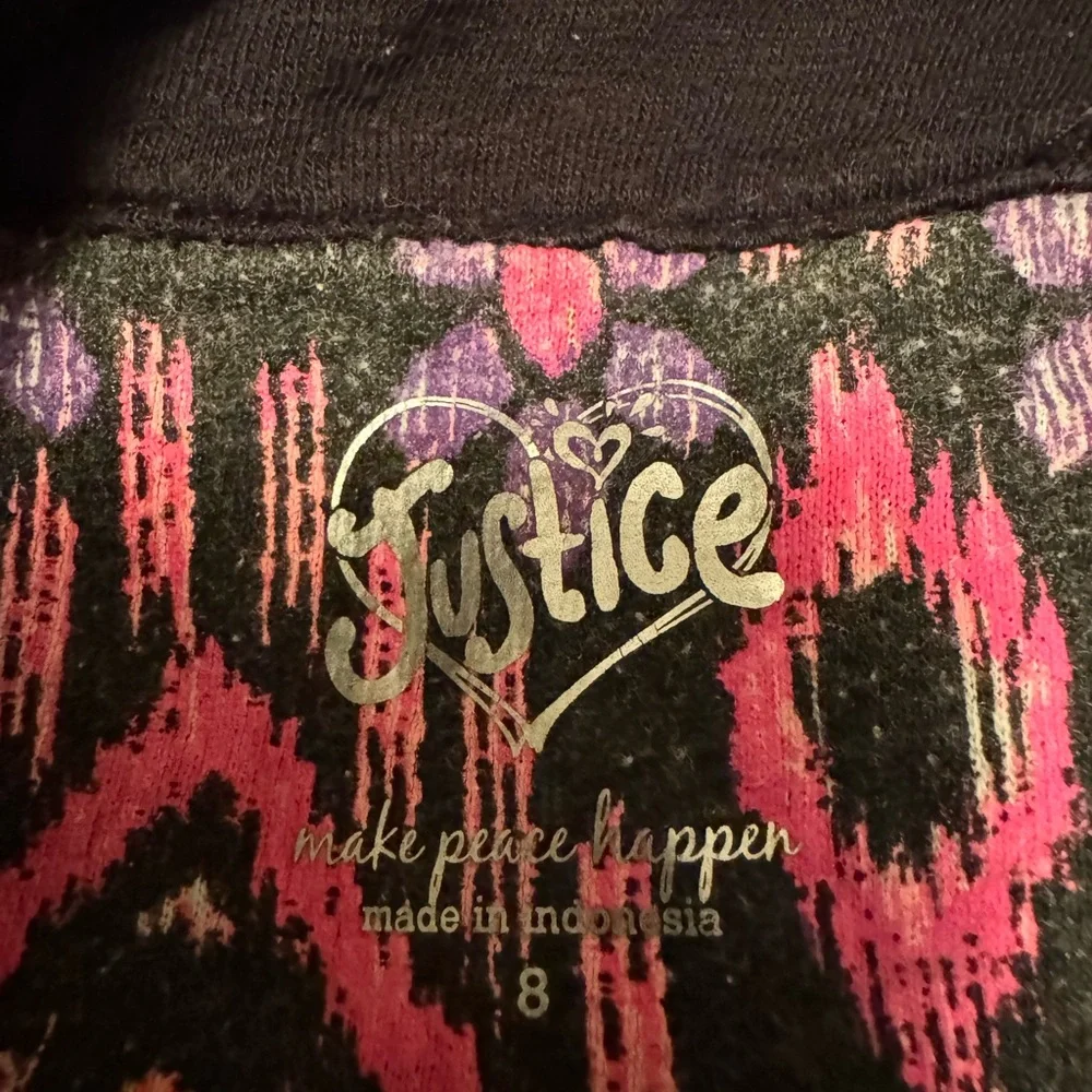 Justice Girls Black Tank Top Pink Sequin Ice Cream Cone Y2K Glam Size 8